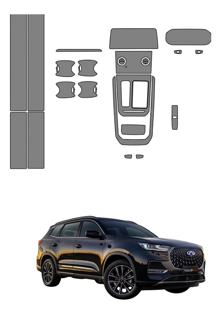 Película Ppf Tpu Caoa Chery Tiggo 8 Híbrido 2022 A 2024 Kit Interior Completo